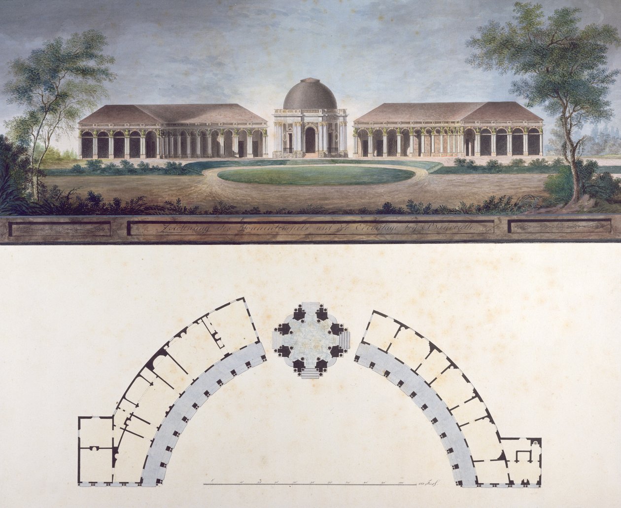 Der Sonnentempel in der Bayreuther Eremitage um 1780 von J. Saher