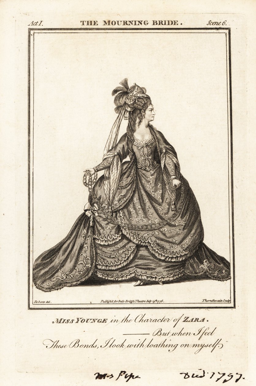 Miss Elizabeth Younge in der Rolle der Zara in William Congreves The ...
