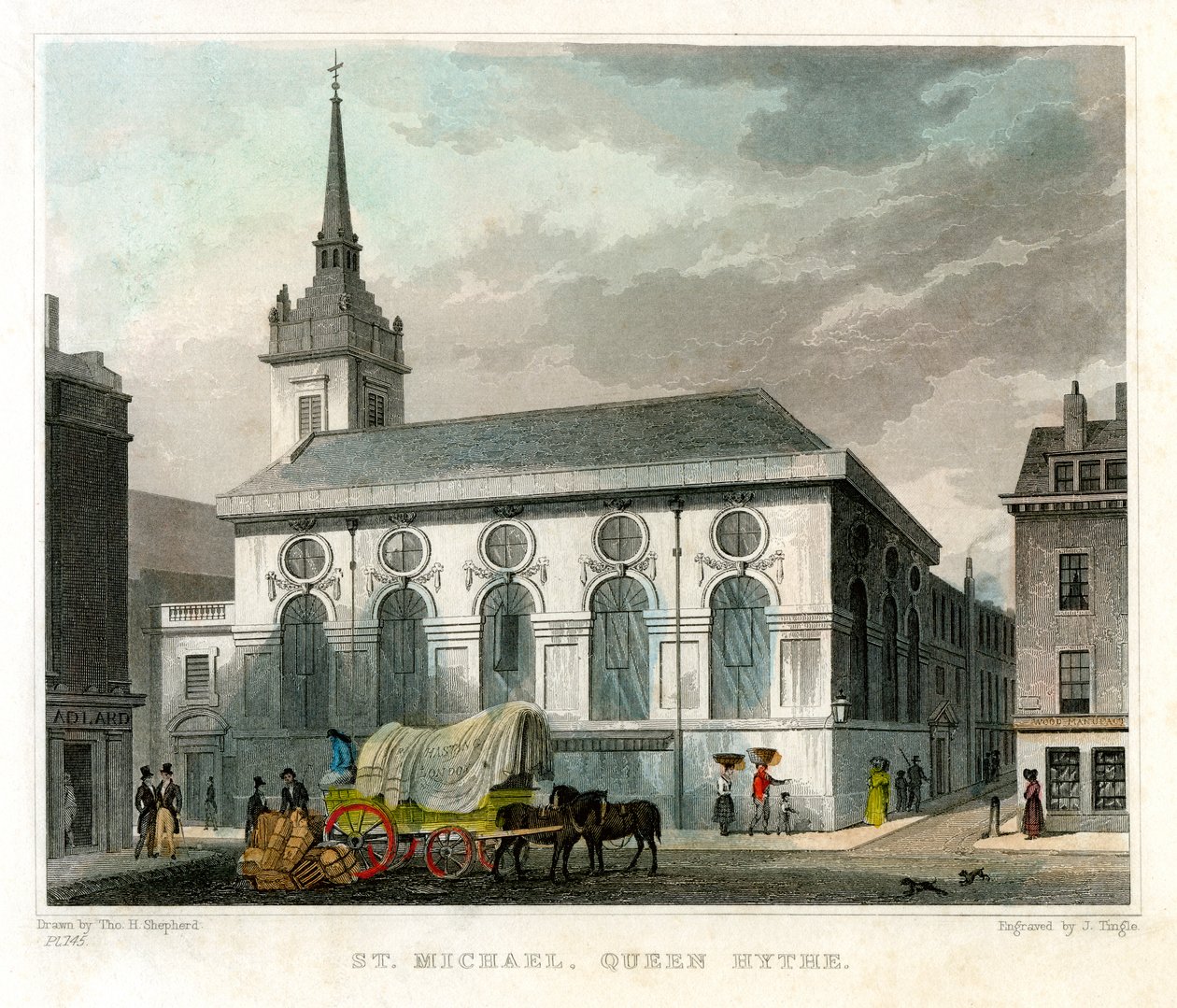 Kirche St. Michael Queenhithe, City of London, 1831 von J. Tingle