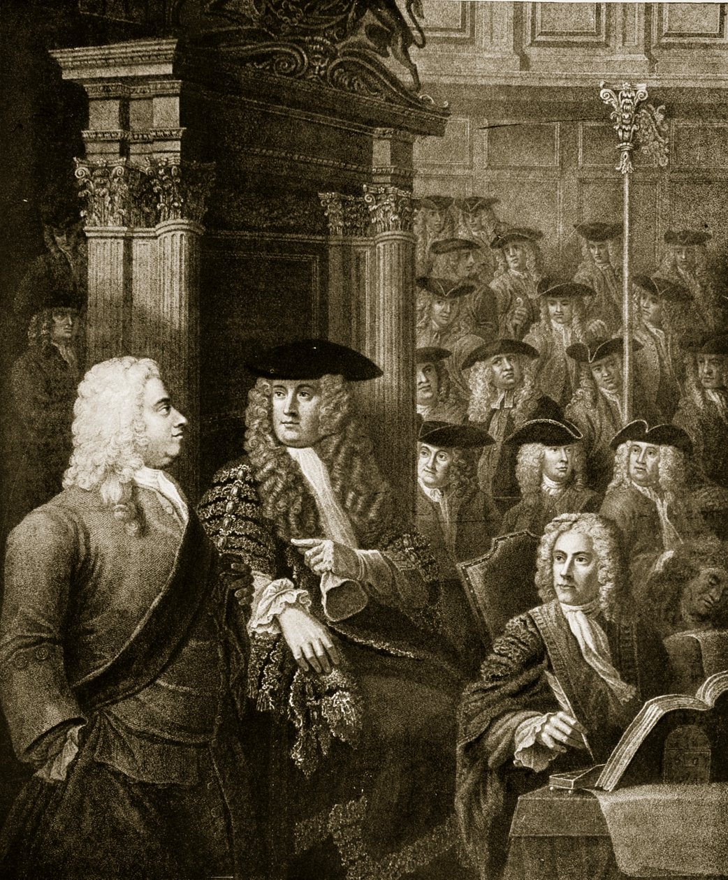 Das Unterhaus in der Verwaltung von Walpole, Illustration aus 