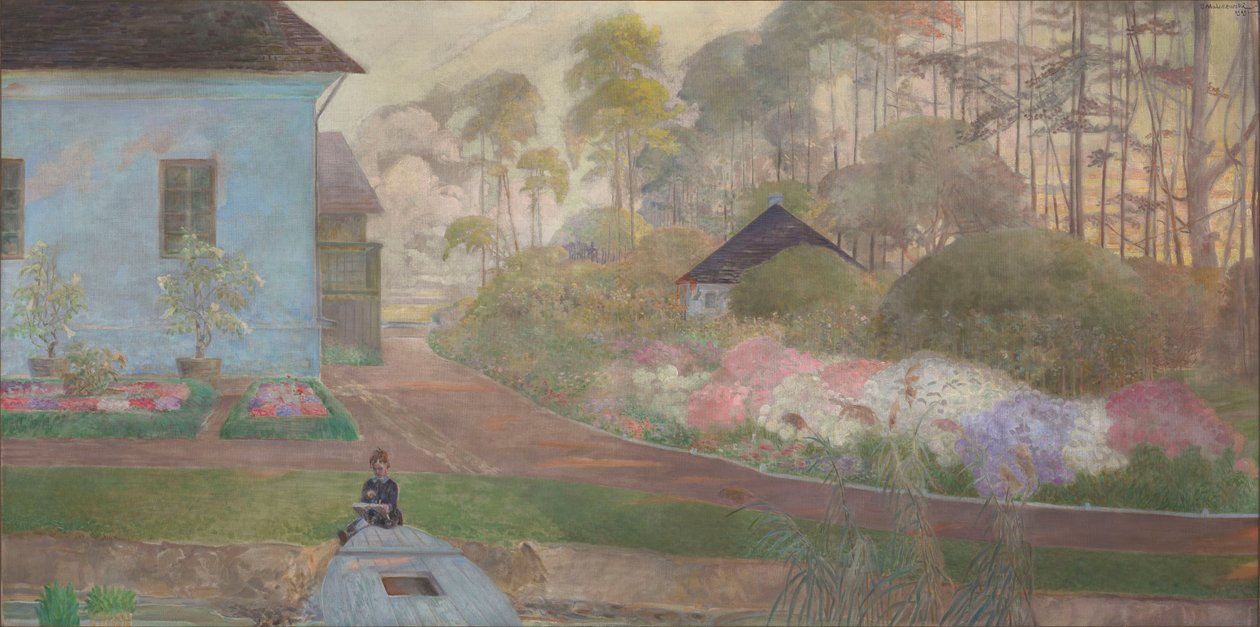 Kindheit - Jacek am Teich in Wielgie von Jacek Malczewski