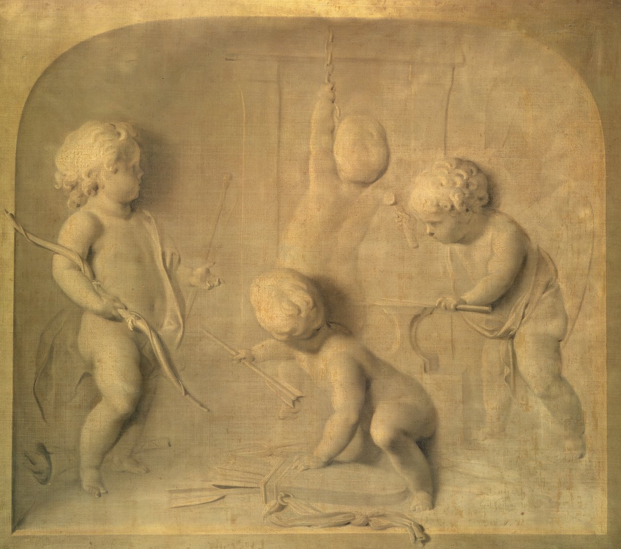 Putti, die Cupids Pfeile schmieden von Jacob de Wit