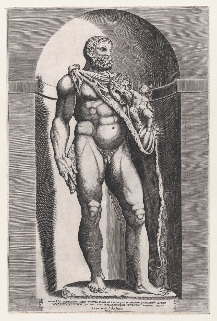 Speculum Romanae Magnificentiae: Kaiser Commodus als Herkules, 1582 von Jacob(us) Bos.