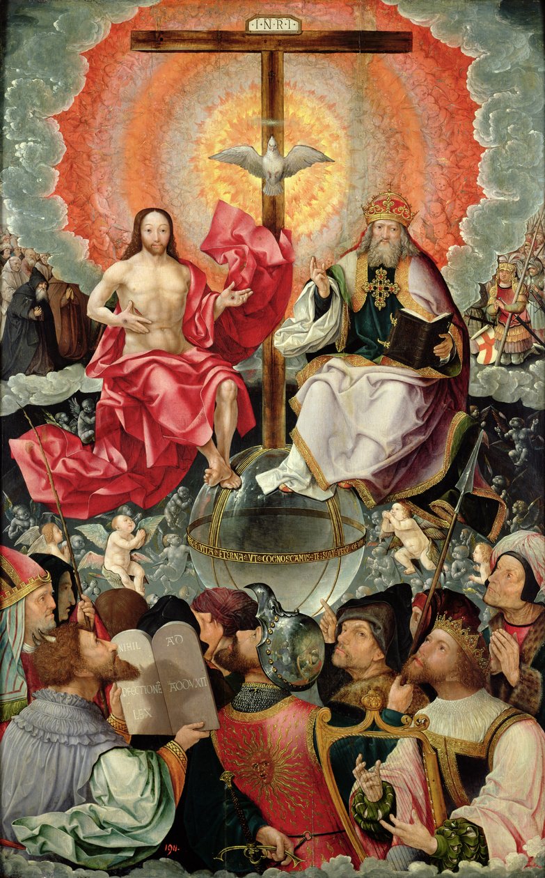 Zentrales Panel des Triptychons mit Anbetung der Dreifaltigkeit, 1523 von Jacob Cornelisz van Oostsanen