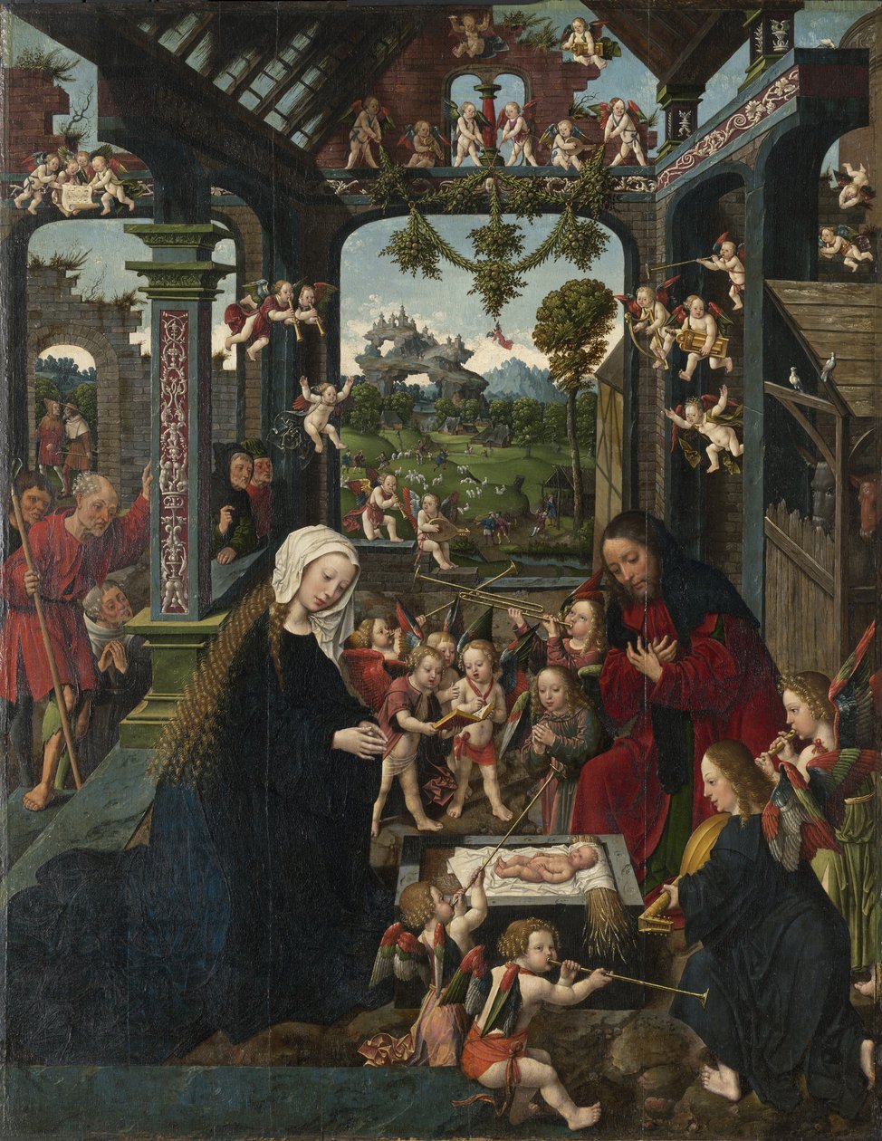 Die Anbetung des Christkindes, ca. 1515 von Jacob Cornelisz van Oostsanen