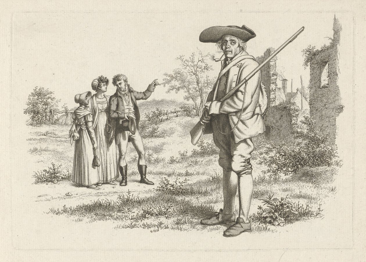Jäger und Gesellschaft bei einer Ruine von Jacob Ernst Marcus