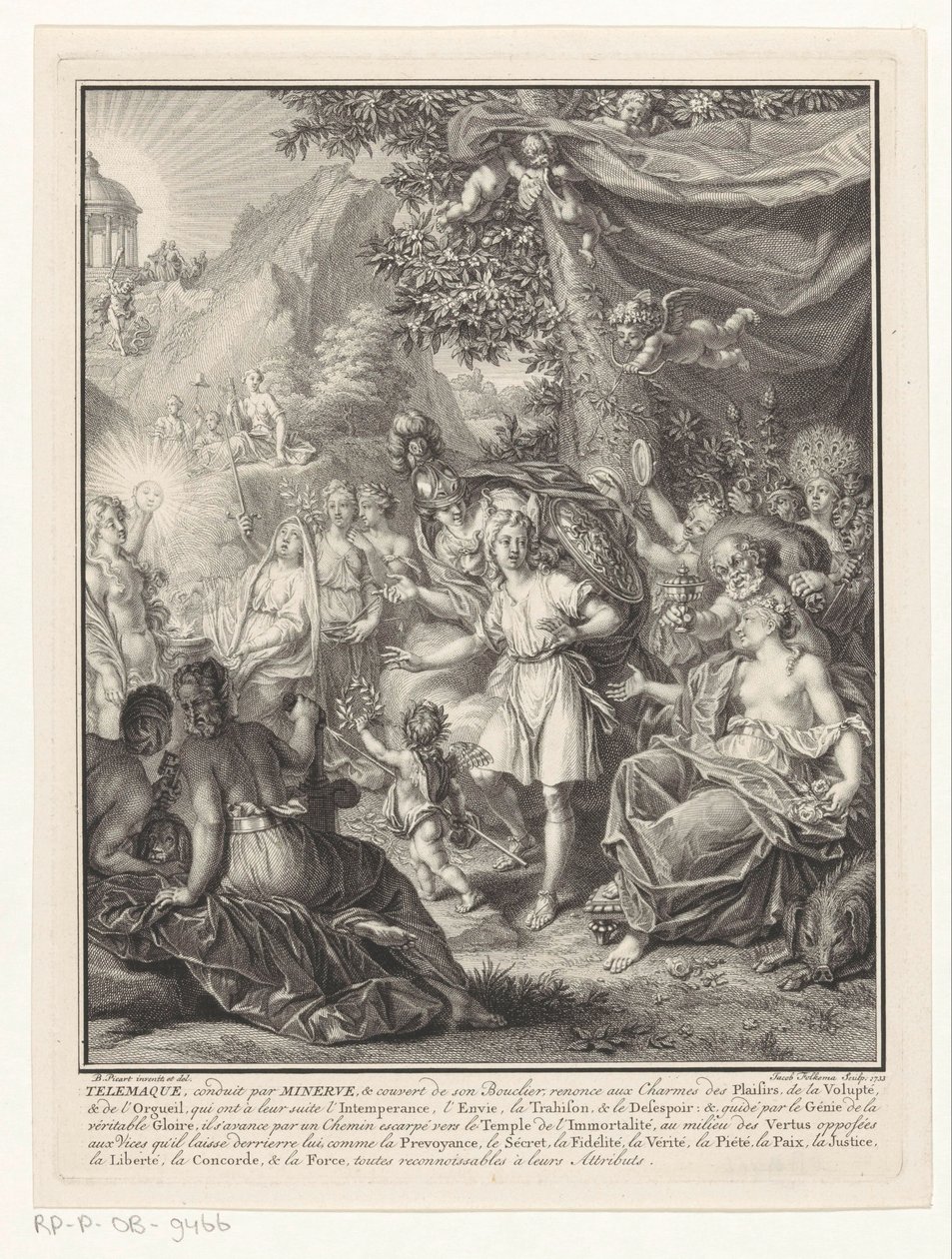 Allegorische Darstellung mit Telemachus und Minerva von Jacob Folkema