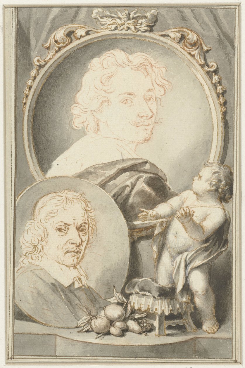 Porträts von Anton van Dyck und Jacob de Bray von Jacob Houbraken