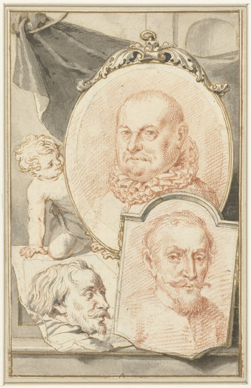 Porträts von Roelant Savery, Frans Snijders und Theodoor Rombouts von Jacob Houbraken