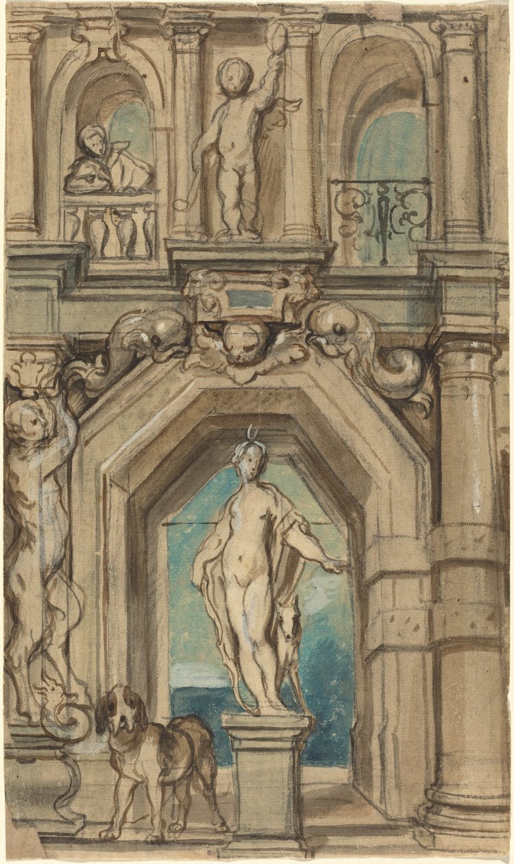 Entwurf für eine Wanddekoration [recto] von Jacob Jordaens