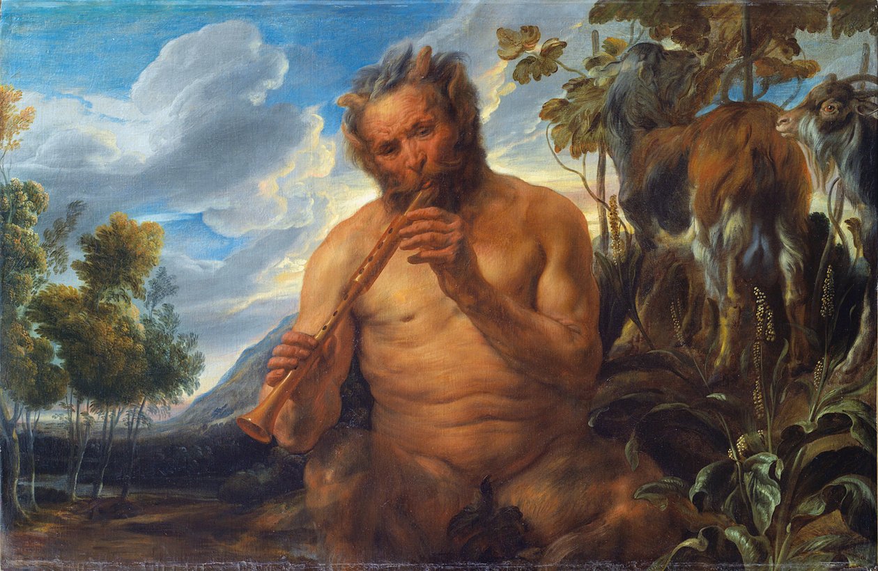 Satyr spielt die Flöte (Kindheit des Jupiter) von Jacob Jordaens