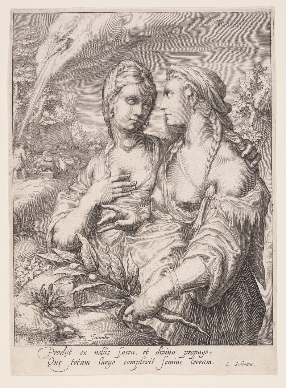Lea und Rachel, aus Die Frauen der Patriarchen von Jacob Matham