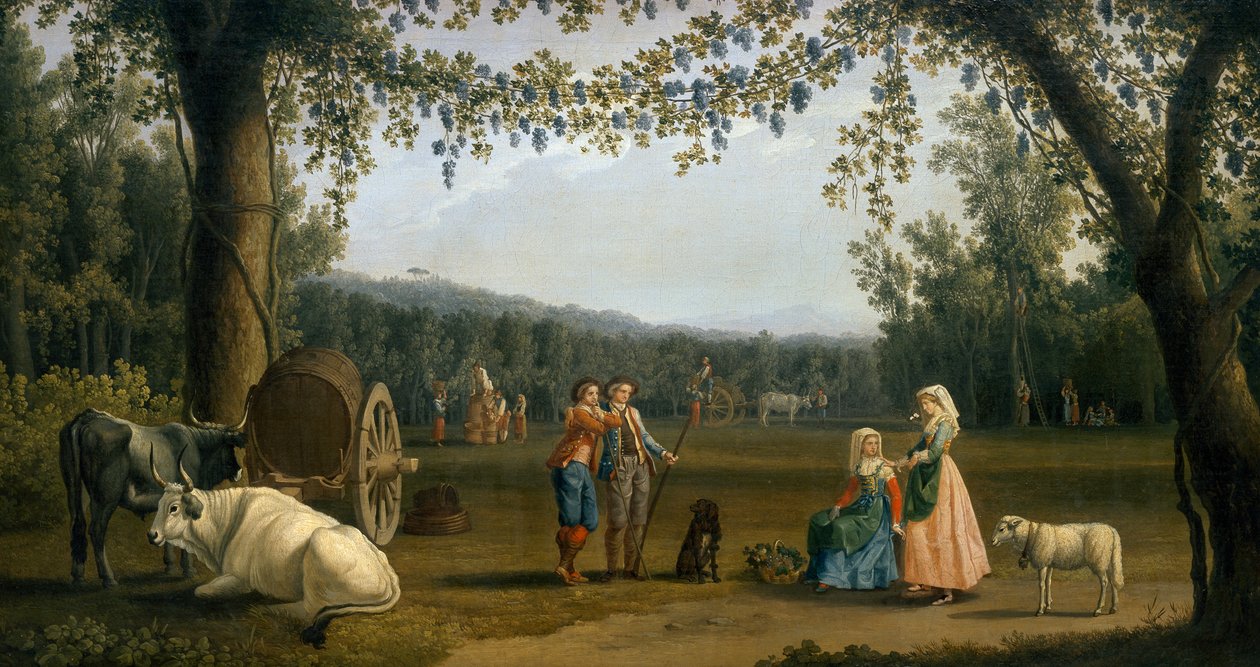 Die königlichen Prinzen bei der Ernte auf dem Gut Carditello von Jacob-Philippe Hackert