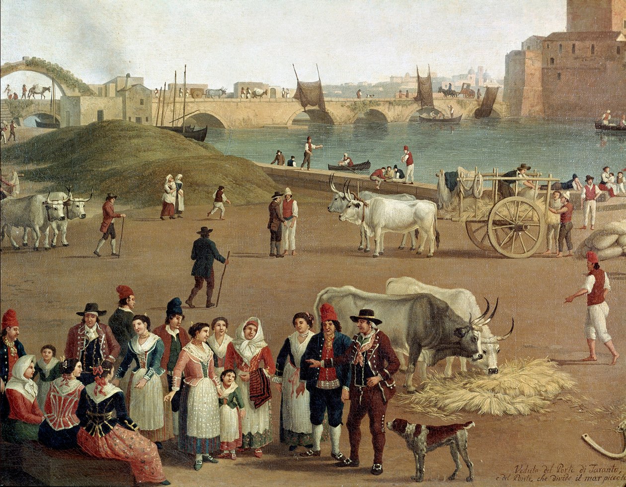 Blick auf den Hafen von Taranto (Detail) von Jacob Philippe Hackert