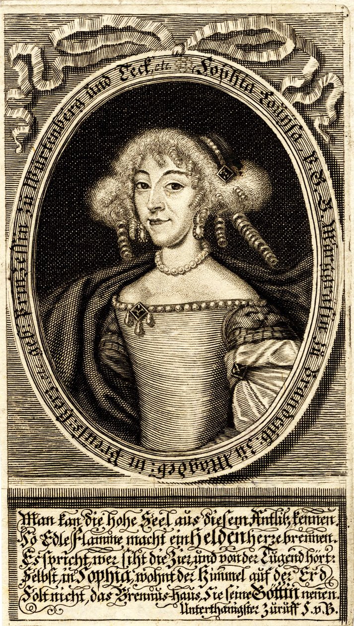 Porträt von Sophie Louise von Württemberg-Stuttgart 1642-1702, Markgräfin von..., 1672 von Jacob Sandrart von