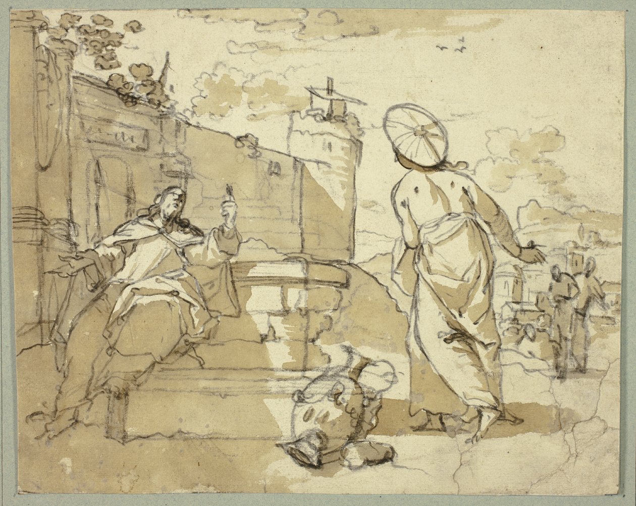 Christus und die Frau von Samaria von Jacob de Wit