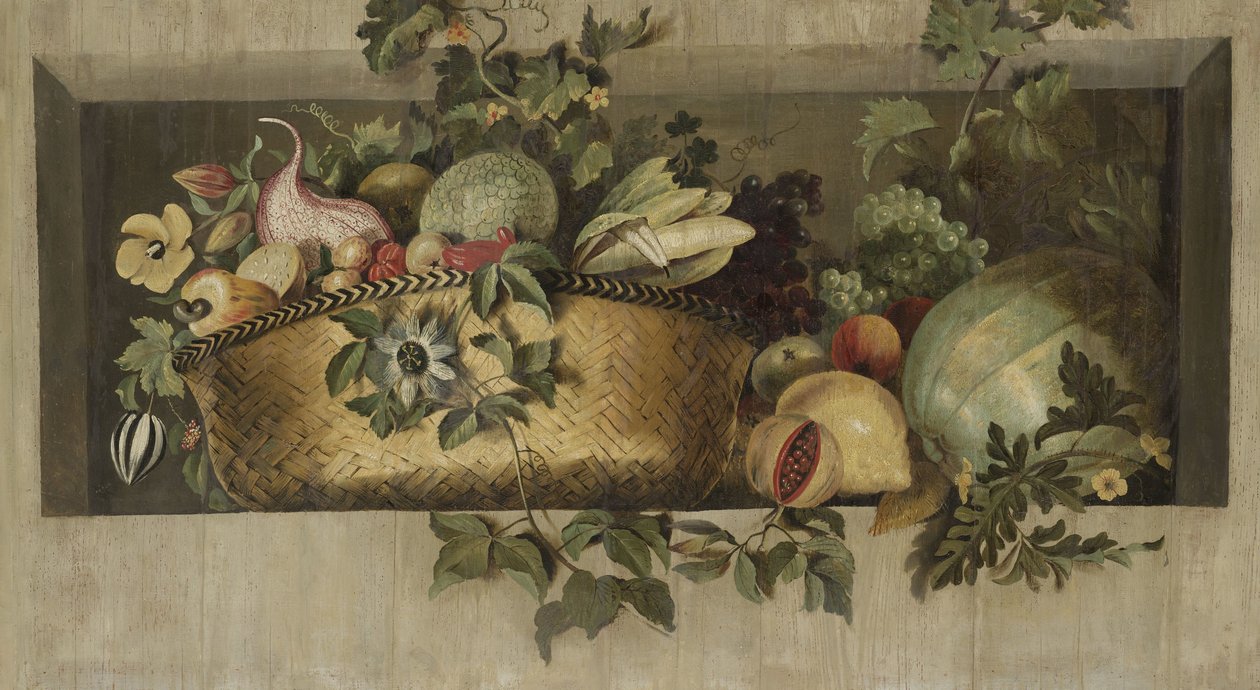 Stillleben mit Früchten und Blumengirlanden von Jacob van Campen
