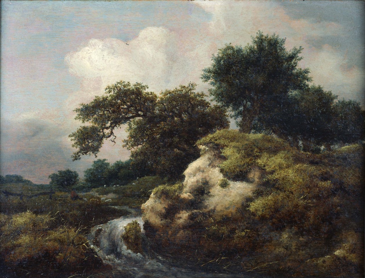 Landschaft mit Düne und kleinem Wasserfall von Jacob van Ruisdael