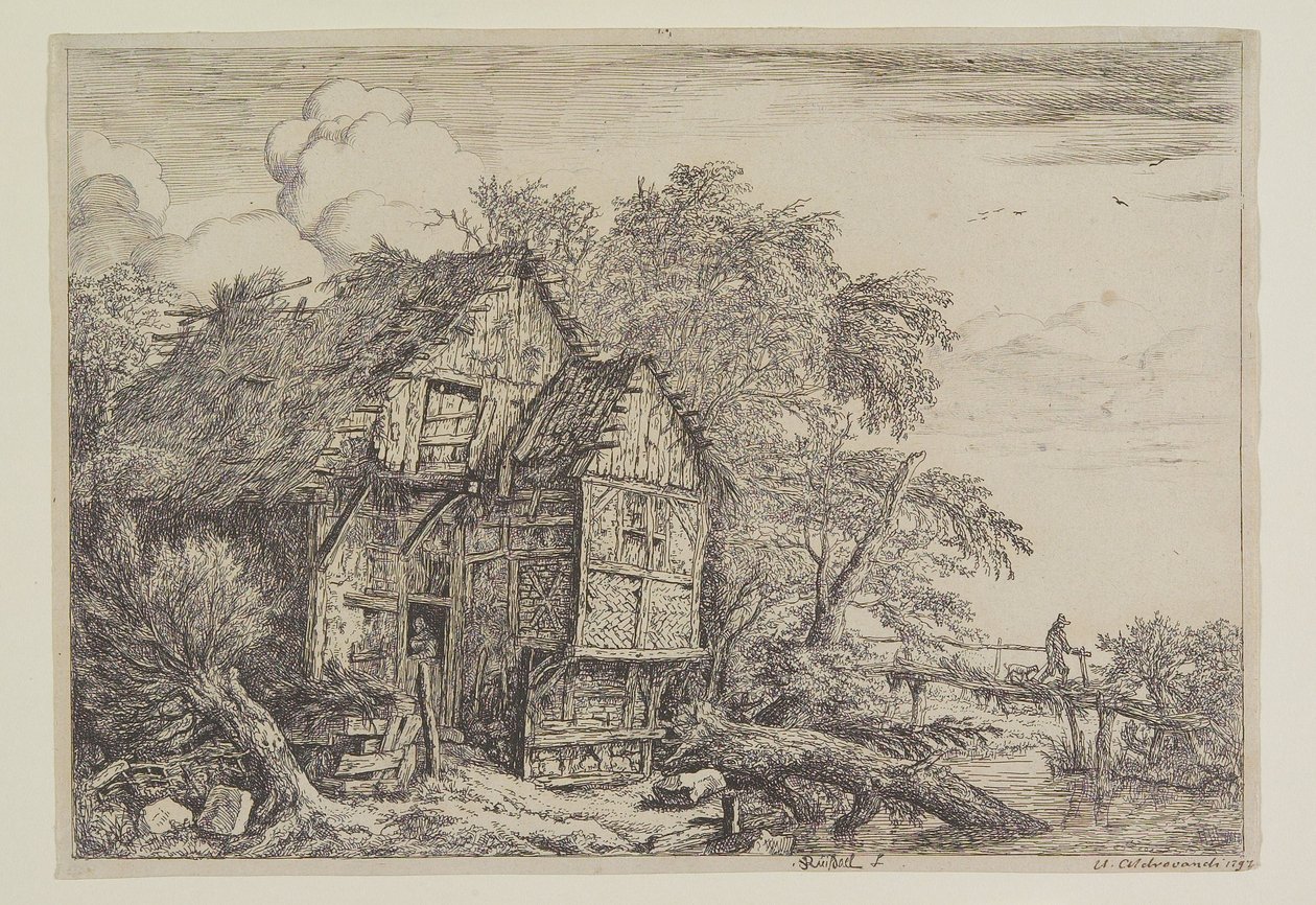 Das Häuschen und die Fußgängerbrücke von Jacob van Ruisdael