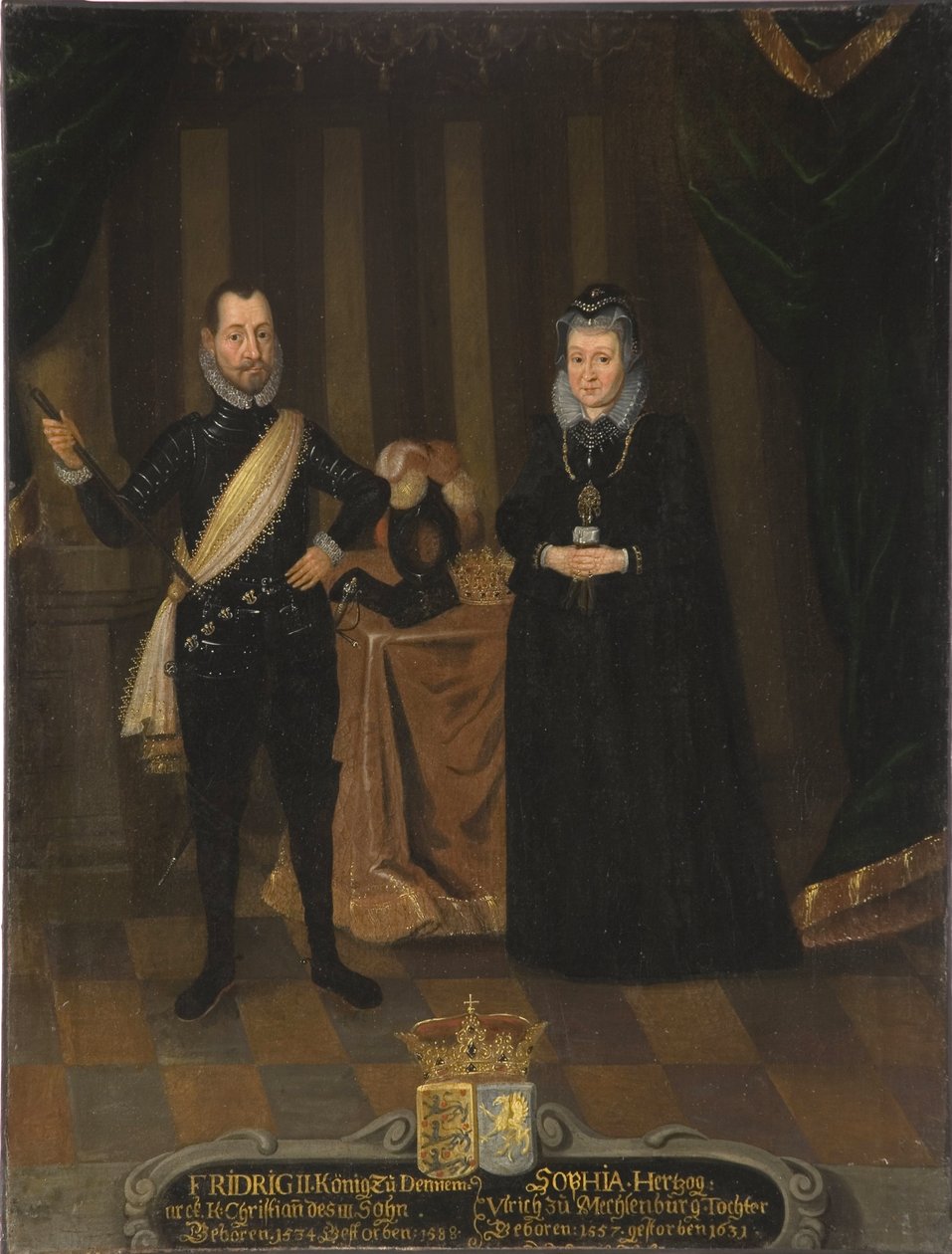 König Friedrich II. von Dänemark (1534-1588) und Königin Sophie von Dänemark (1557-1631) von Jacob van der (fl.1610 29) Doordt