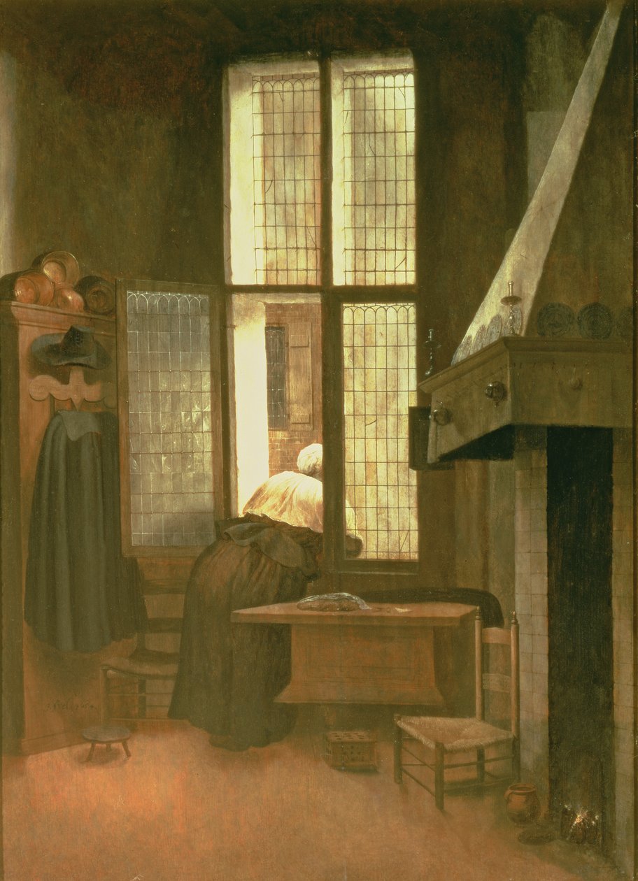Frau am Fenster, 1654 von Jacobus Vrel or Frel: Kunstdruck