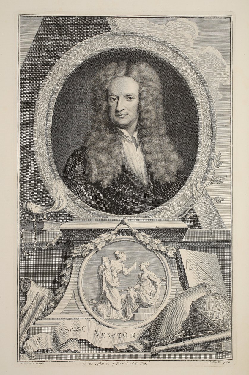 Porträt von Isaac Newton, Illustration aus 
