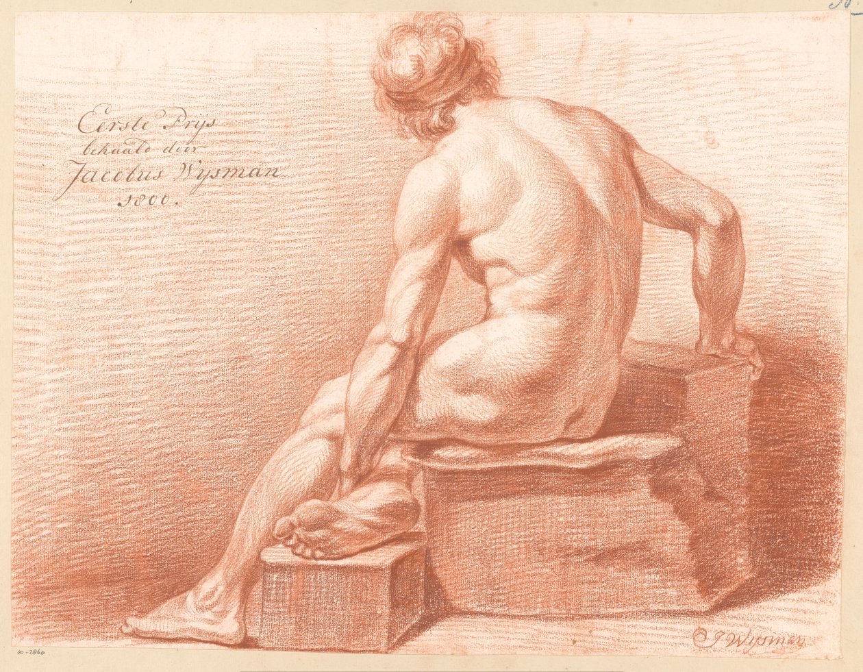 Sitzender männlicher Akt, von hinten gesehen (1. Preis 1800) von Jacobus Wijsman