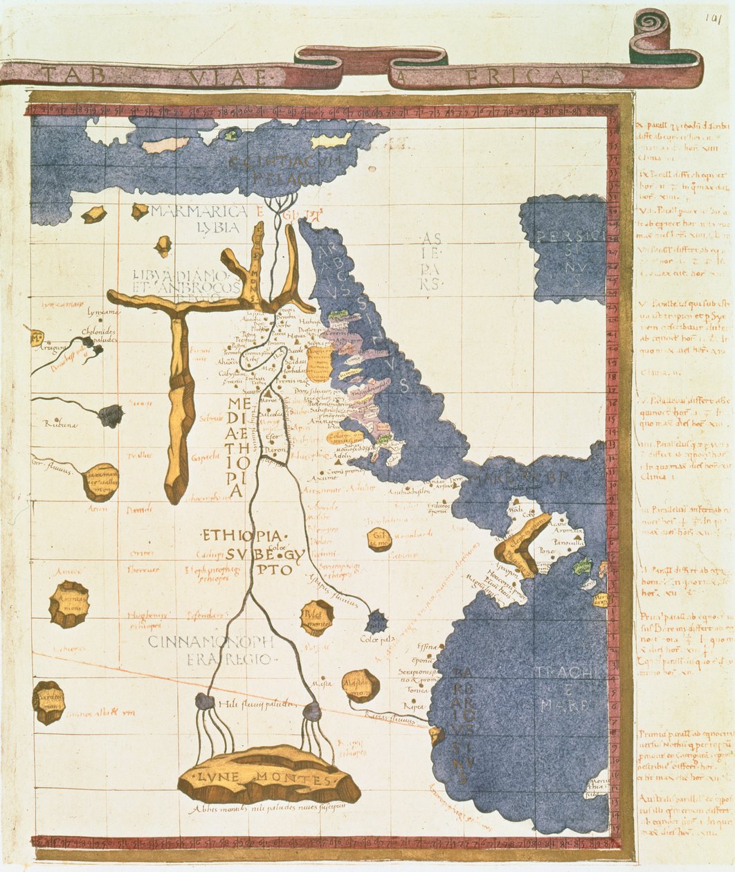 Karte von Ägypten bis Äthiopien, aus dem Ptolemäus-Manuskript, c.1470, Illustration aus 