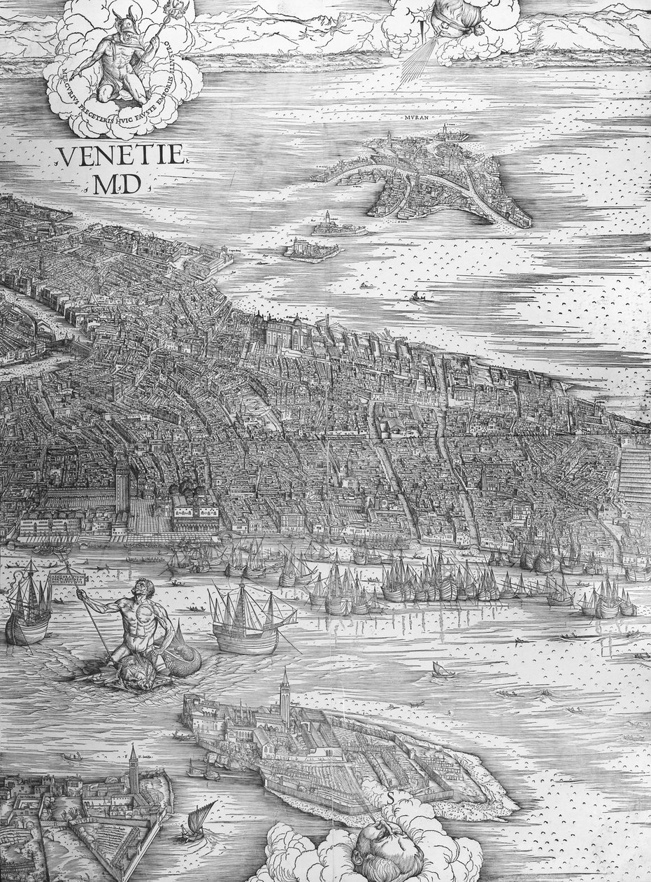Großer perspektivischer Plan - Venedig, ca. 1500 (mittlerer Abschnitt) von Jacopo de Barbari