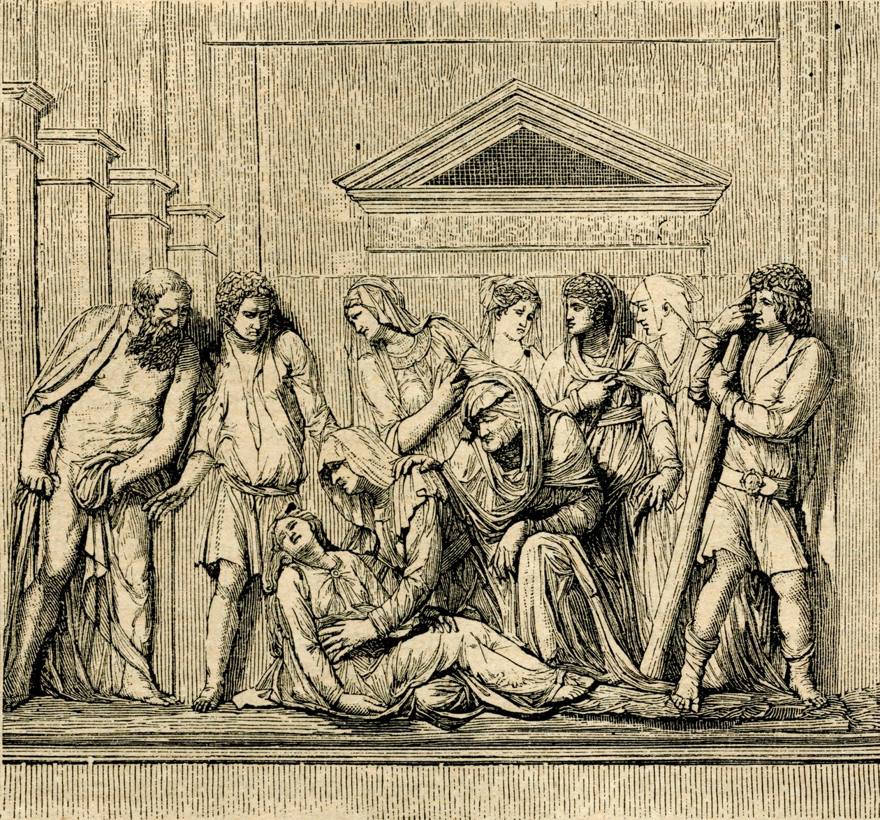 Der heilige Antonius belebt eine ertrunkene Frau wieder, Marmorrelief von Jacopo Sansovino, Basilika des heiligen Antonius von Padua, Padua, Venetien, Italien von Jacopo (1486 1570) Sansovino