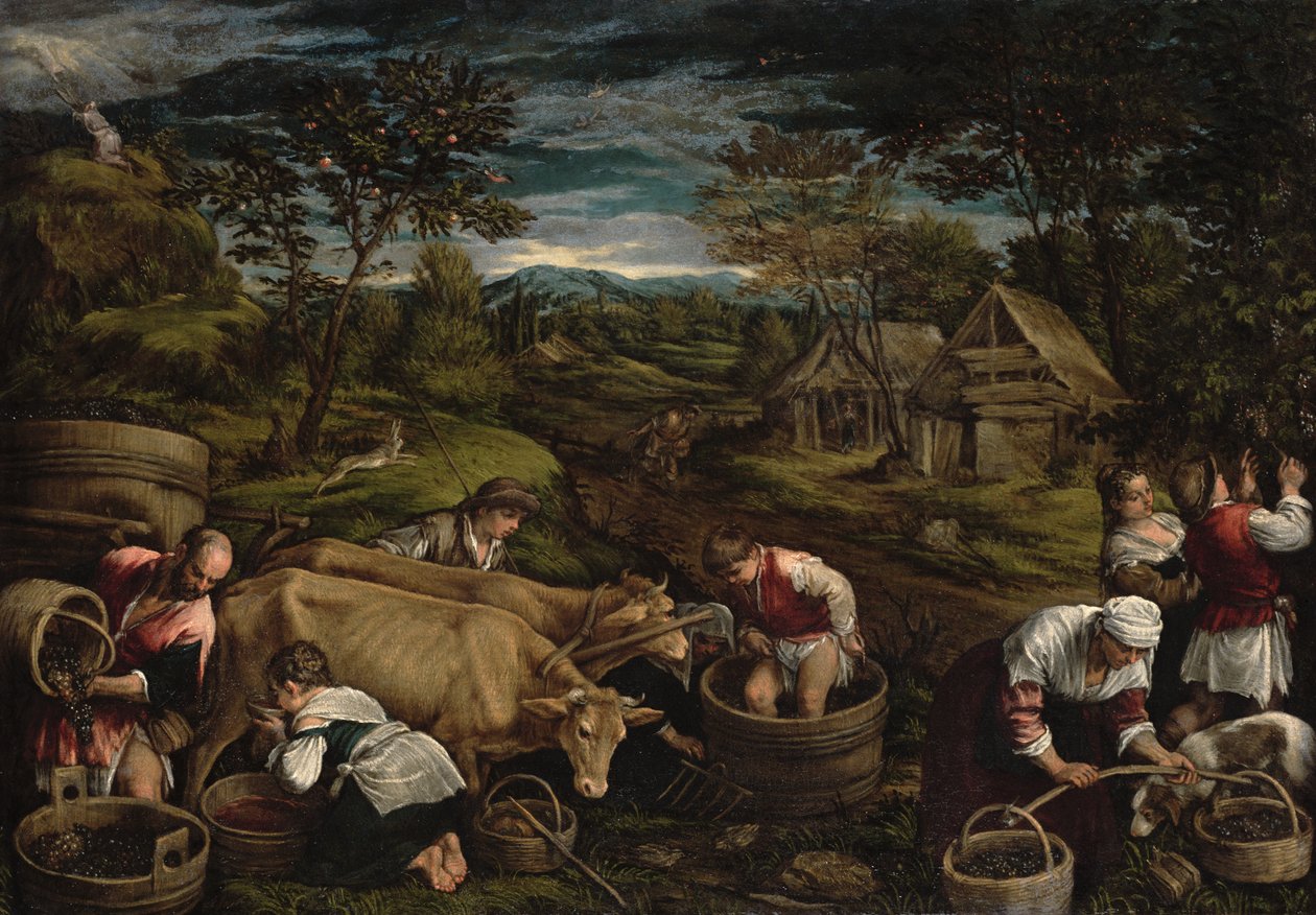 Ernte, (Moses erhält die Zehn Gebote), 1576 von Jacopo Bassano