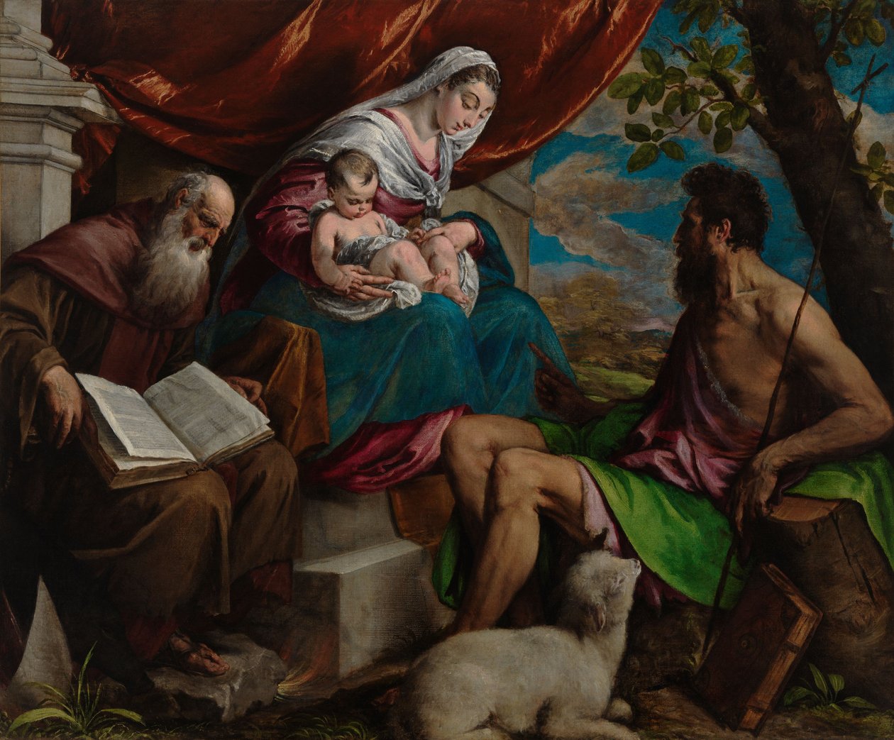 Jungfrau und Kind mit Johannes dem Täufer und dem Heiligen Antonius dem Abt von Jacopo Bassano