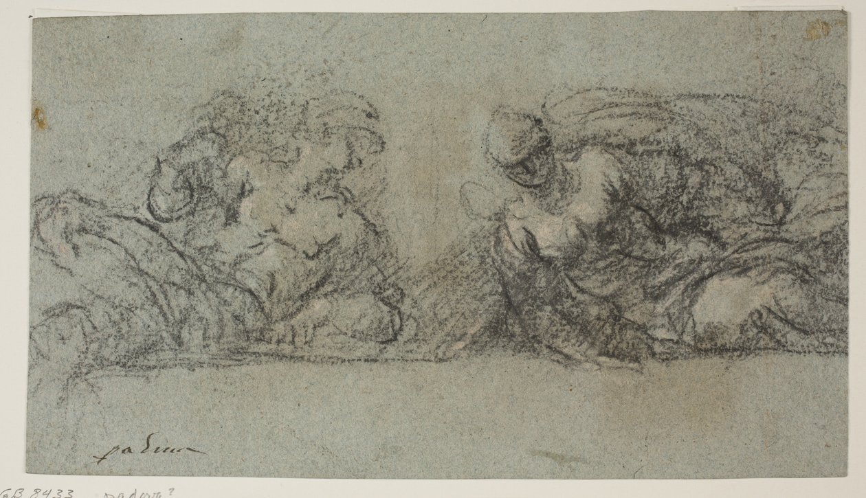 Zwei niedergeworfene Figuren, die sich zueinander wenden von Jacopo Palma
