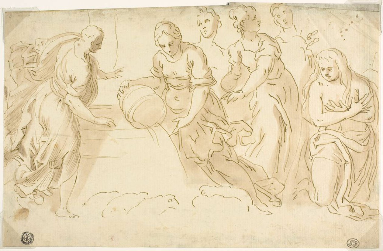 Jakob und Rahel am Brunnen von Jacopo Palma il Giovane