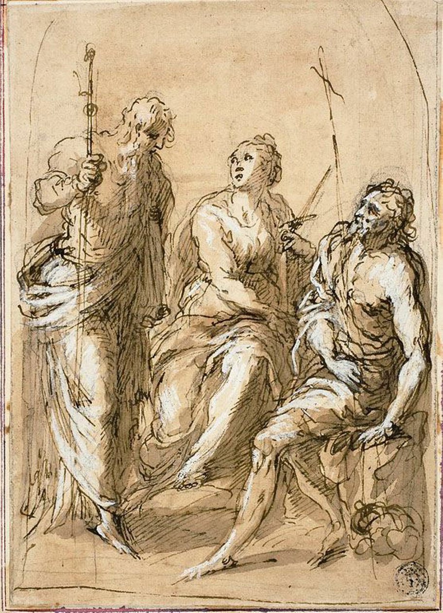 Die heilige Justina von Padua auf dem Thron, mit den Heiligen Jakobus dem Jüngeren und Johannes dem Täufer von Jacopo Palma il Giovane