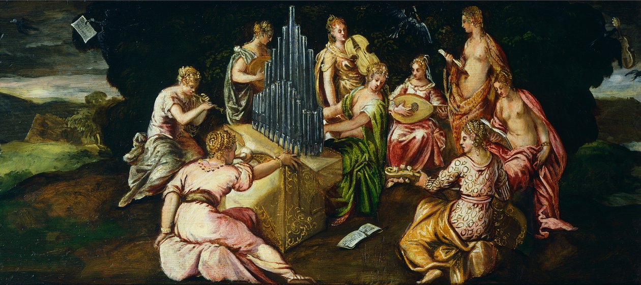 Wettstreit zwischen Musen und Pieriden, von Jacopo Robusti genannt Tintoretto (1519-1594) von Jacopo Robusti Tintoretto
