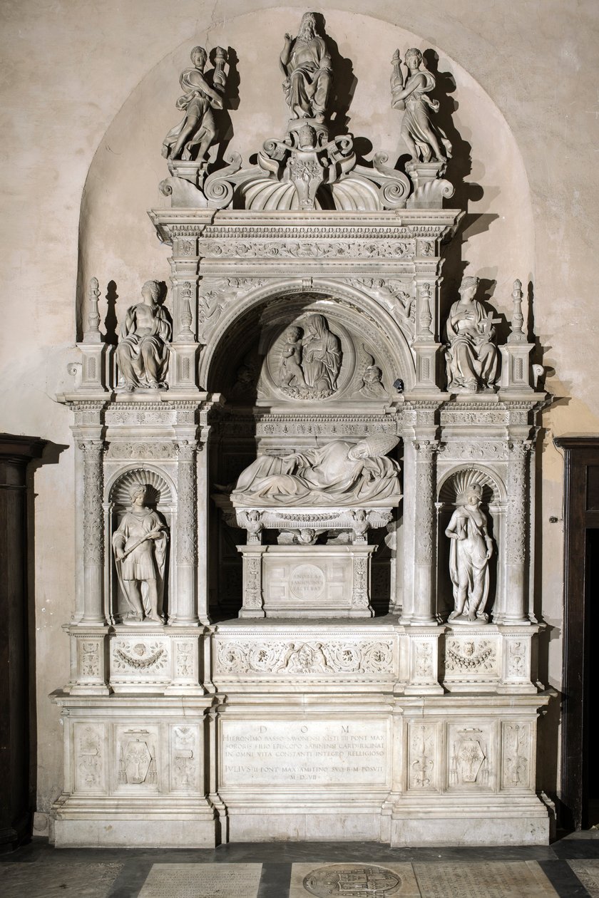 Grabdenkmal zu Ehren von Kardinal Girolamo Basso Della Rovere (Marmorskulptur) von Jacopo Sansovino