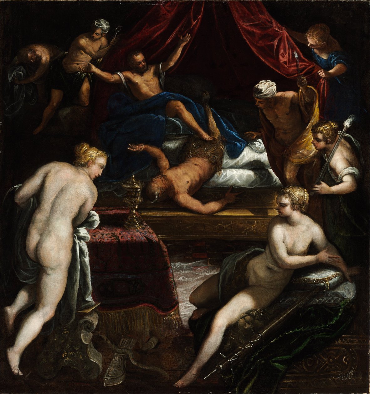 Herkules vertreibt den Faun aus Omphales Bett von Jacopo Tintoretto