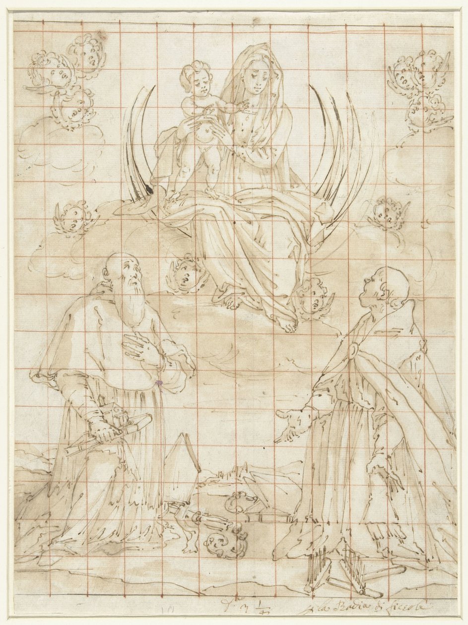 Madonna verehrt von zwei Heiligen von Jacopo da Empoli (circle of)