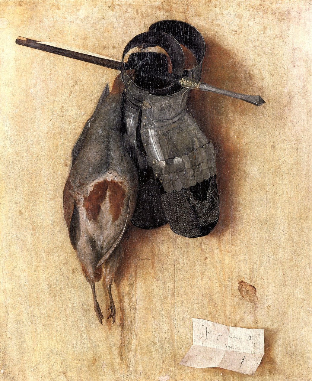 Stillleben mit Rebhuhn und Eisernen Handschuhen von Jacopo de