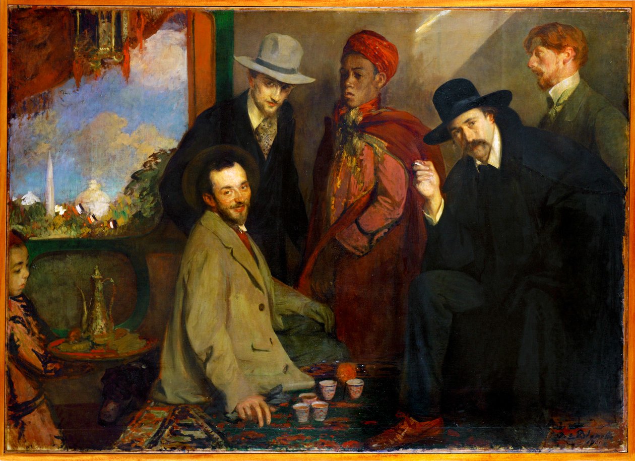 André Gide und Freunde im maurischen Kaffeehaus der Weltausstellung von Jacques-Emile Blanche