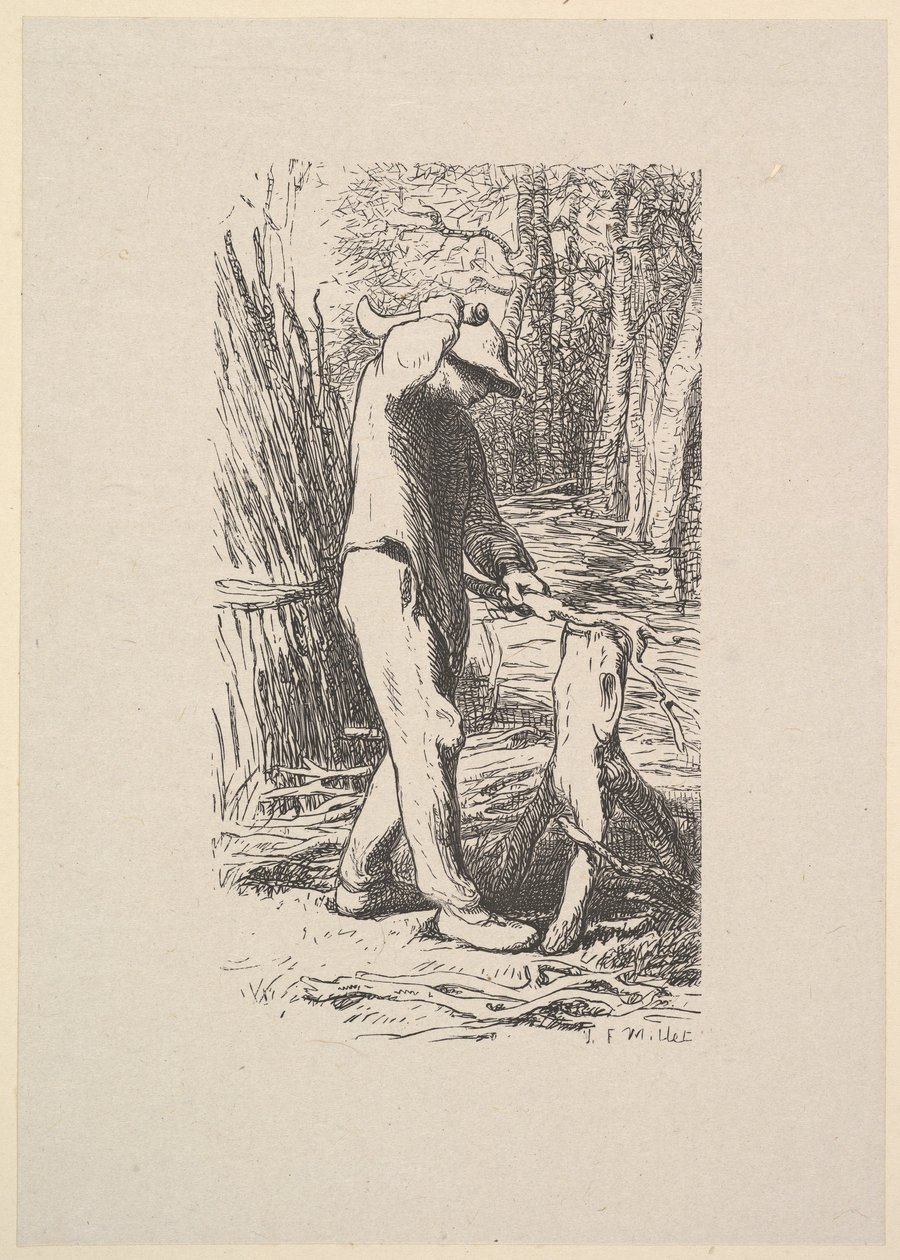 Holzfäller macht ein Bündel, 1853 von Jacques Adrien Lavieille
