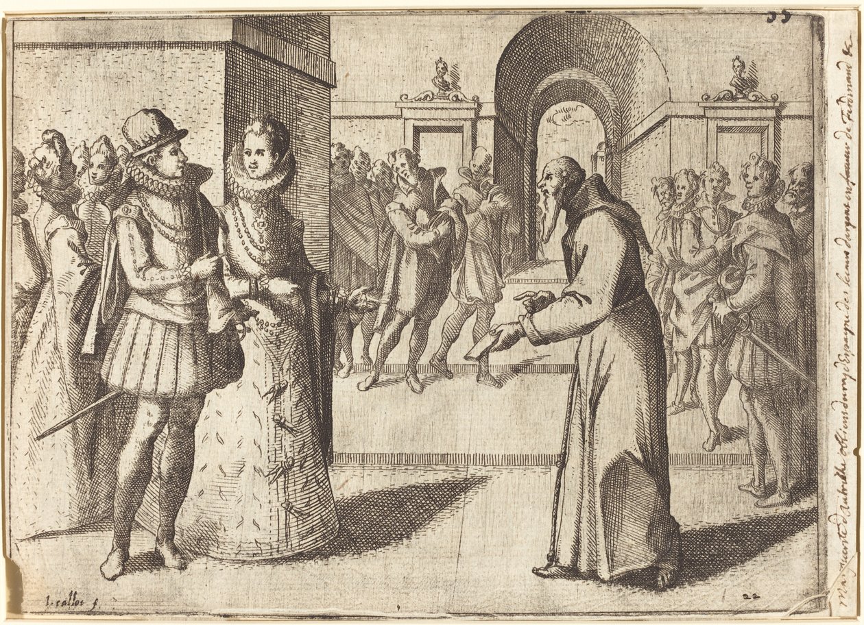 Ein Kapuziner bringt den Dank des Königs von Bayern [recto] von Jacques Callot