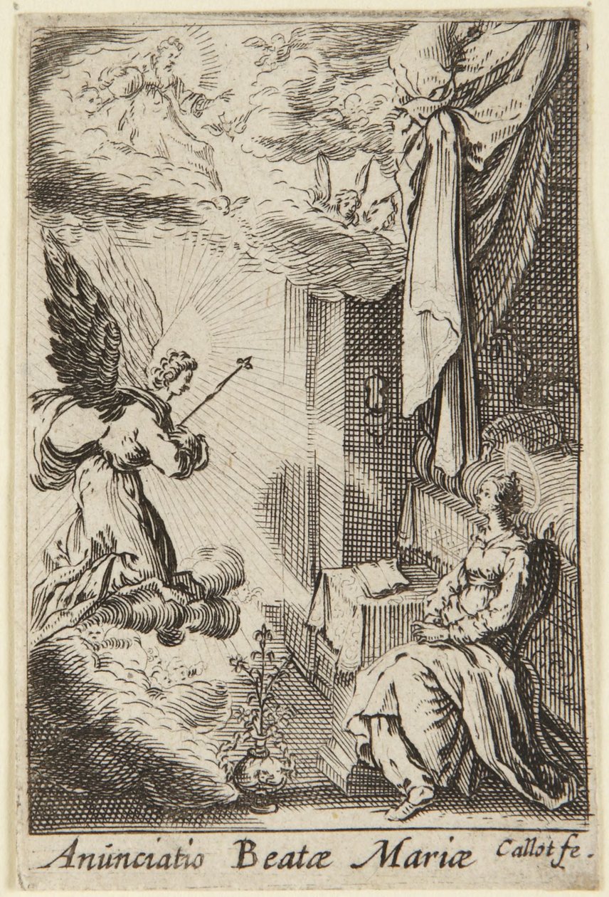 Verkündigung, aus der Serie Das Leben der Heiligen Jungfrau von Jacques Callot