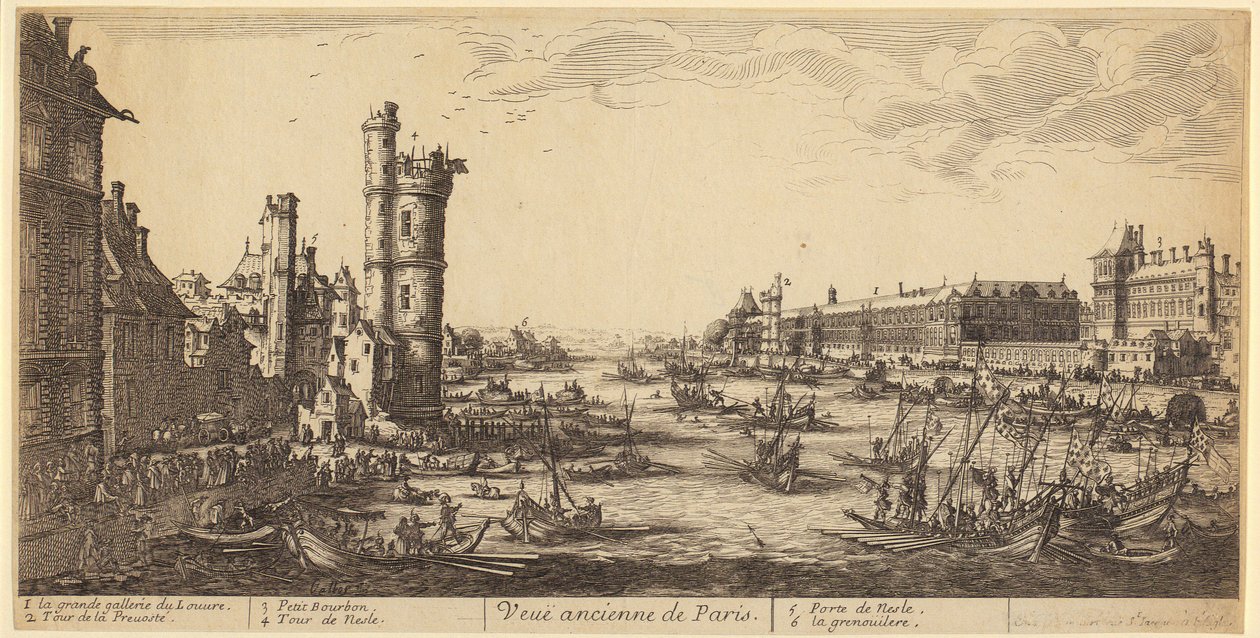 Ansicht des Louvres, Blatt 1 der Folge „Die zwei großen Paris-Ansichten“ von Jacques Callot