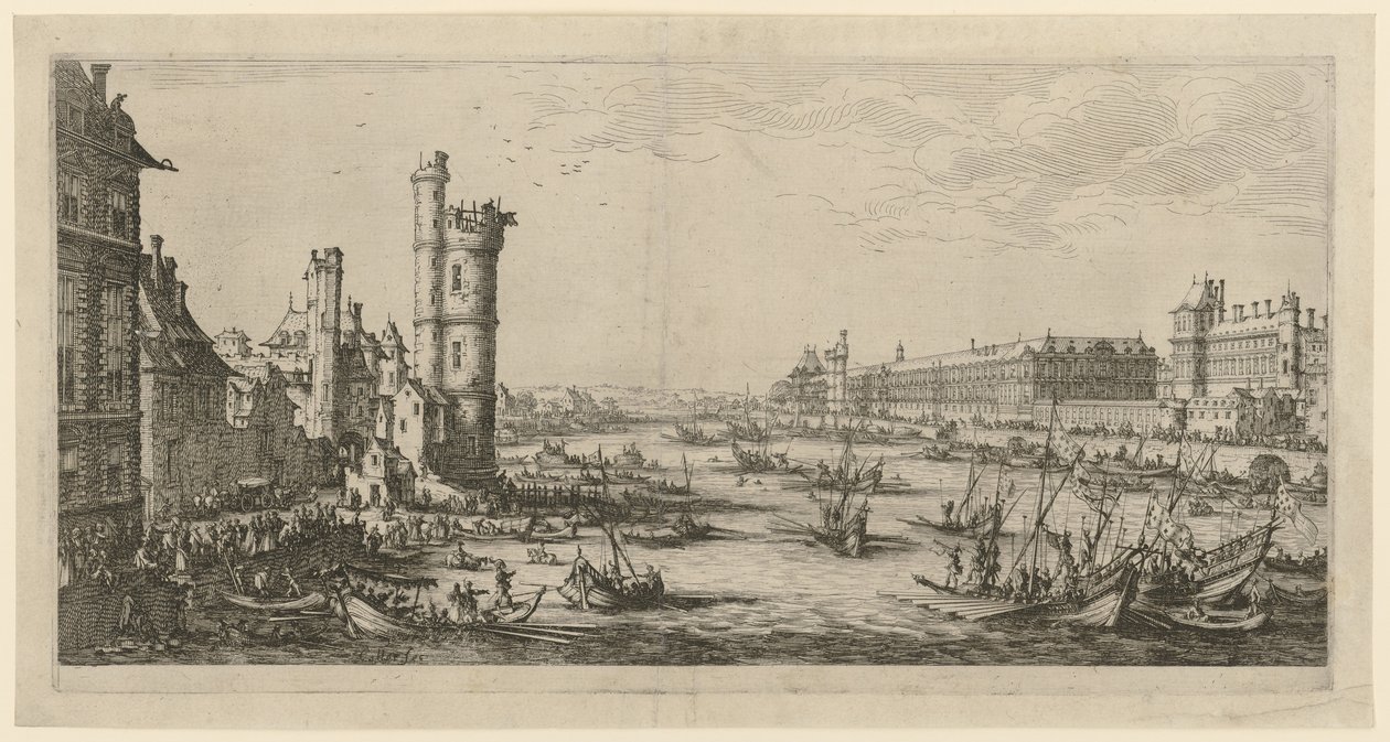 Ansicht des Louvres, Blatt der Folge "Zwei große Ansichten von Paris" von Jacques Callot