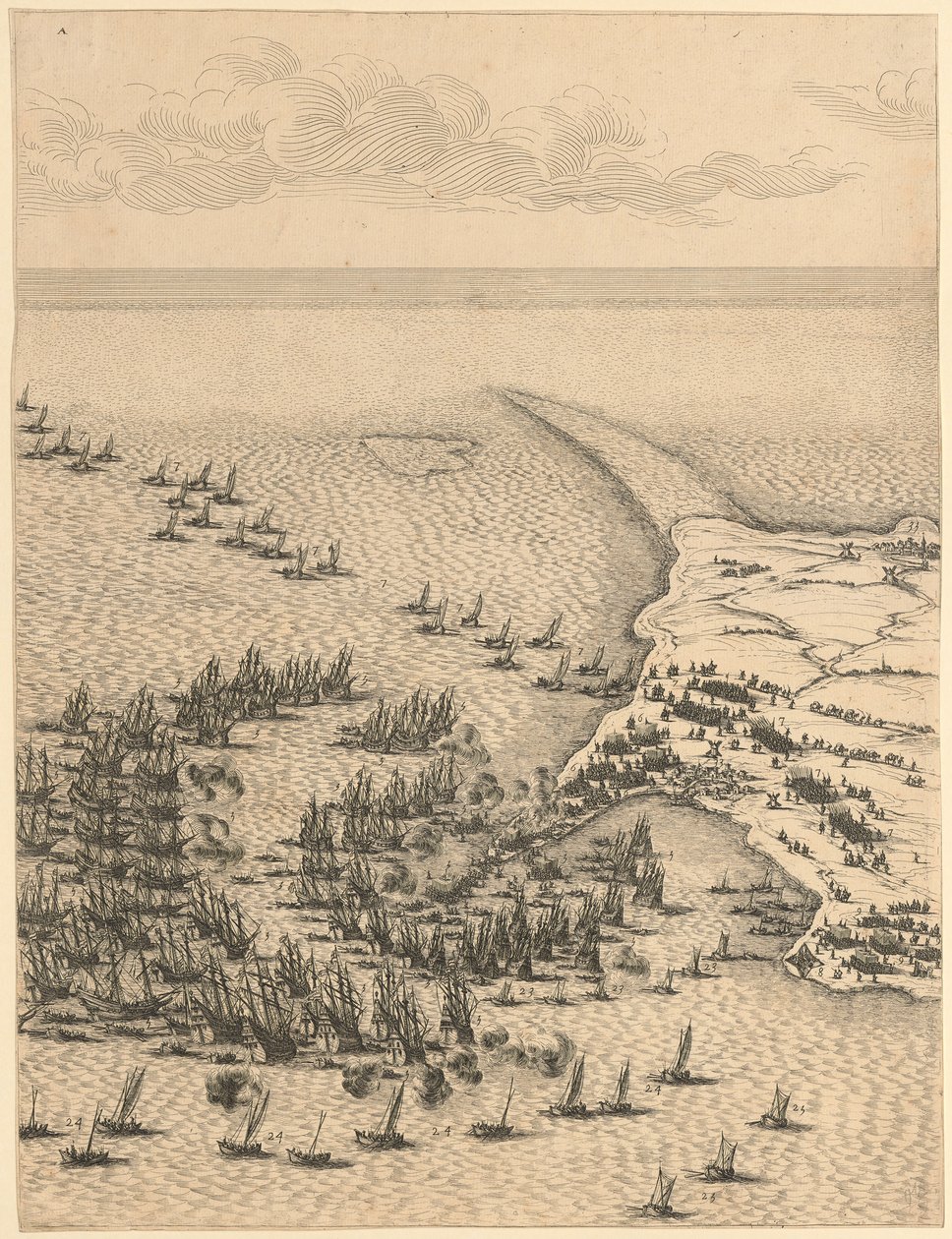 Ausschnitt aus "Belagerung der Zitadelle von St. Martin auf der Île de Ré" von Jacques Callot