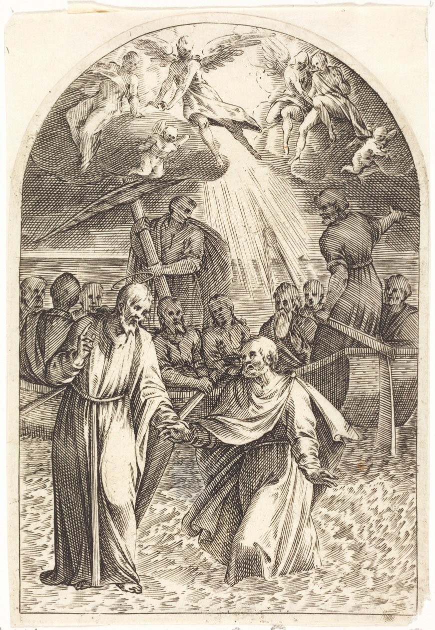 Christus geht auf dem Wasser [zweite Platte] von Jacques Callot