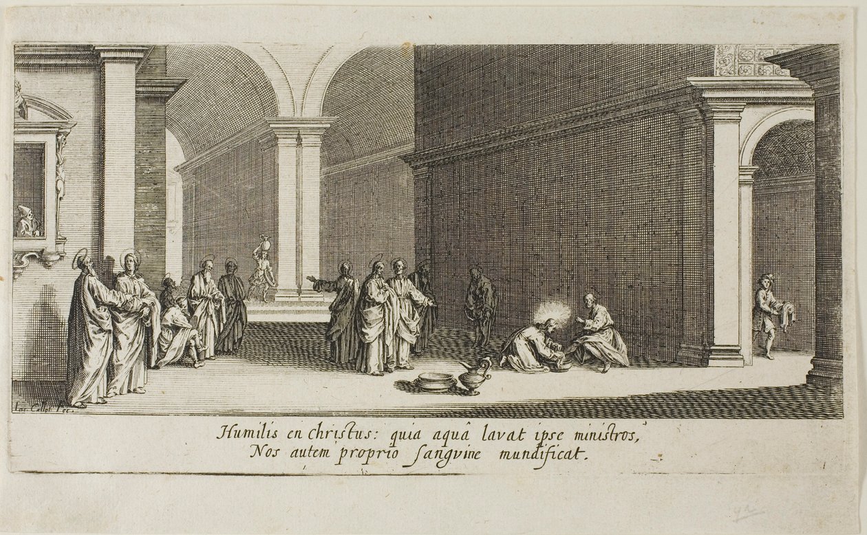 Christus wäscht den Aposteln die Füße, aus Die Große Passion von Jacques Callot