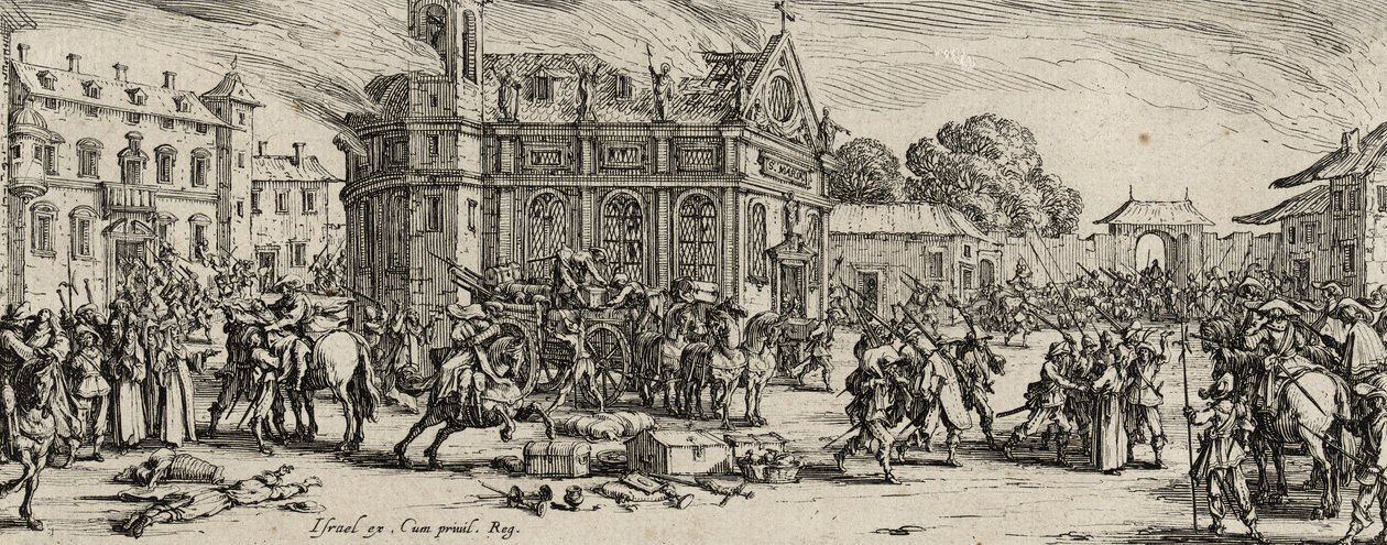 Zerstörung eines Klosters, 1633 von Jacques Callot